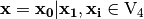 \vec{x} = \vec{x_0} | \vec{x_1}, \vec{x_i} \in \gf{V_4}