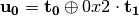 \vec{u_0} = \vec{t_0} \oplus 0x2 \cdot \vec{t_1}