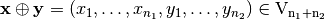 \vec{x} \oplus \vec{y}  = (x_1, \ldots, x_{n_1}, y_1, \ldots, y_{n_2}) \in \gf{V_{n_1+n_2}}