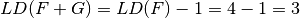 \crit{LD}(F+G)=\crit{LD}(F)-1=4-1=3