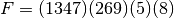 F = (1 3 4 7)(2 6 9)(5)(8)