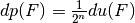 \crit{dp}(F) = \frac{1}{2^n} \crit{du}(F)