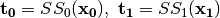 \vec{t_0}=SS_0(\vec{x_0}), \ \vec{t_1}=SS_1(\vec{x_1})