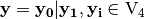 \vec{y} = \vec{y_0} | \vec{y_1}, \vec{y_i} \in \gf{V_4}