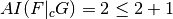 \crit{AI}(F |_{c} G) = 2 \leq 2 + 1